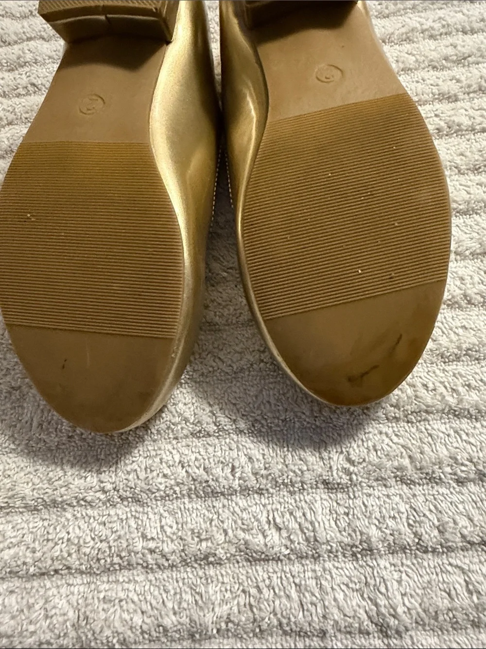 Gold Mary Jane Flats with Rhinestone Strap - girls